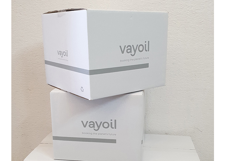 Vayoil envía los pedidos en cajas de carton 100% reciclado y reciclable